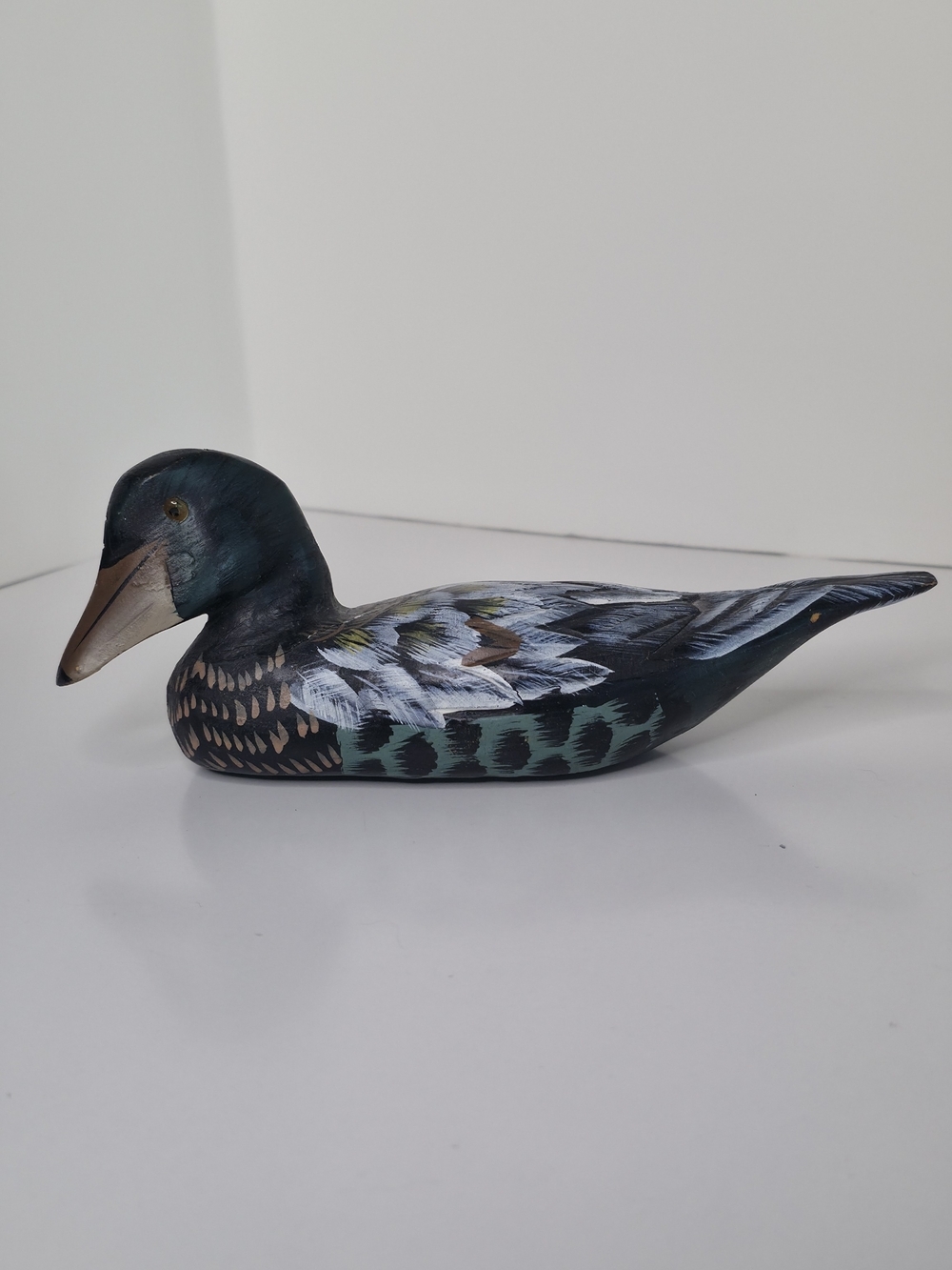 Vintage Wooden Duck Decoy Hand Painted Made in China 7" Blue-winged Teal drake